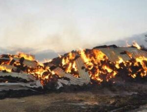 6 Bin 500 Adet Saman Balyası Küle Döndü