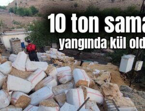 10 Ton Saman Yangında Kül Oldu