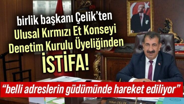 Birlik Başkanı Çelik’ten Ulusal Kırmızı Et Konseyi Denetim Kurulu Üyeliğinden İsti̇fa!