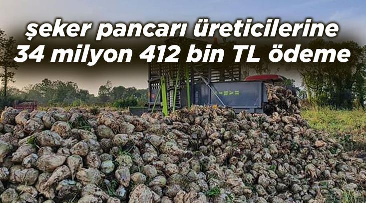 Şeker Pancarı Üreticilerine 34 Milyon 412 Bin Tl Ödeme