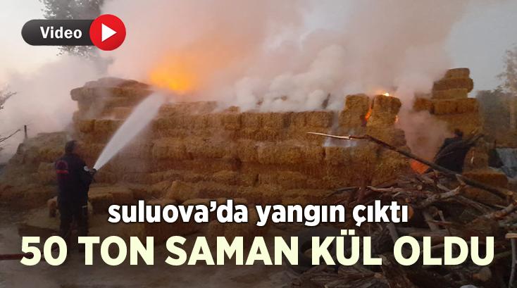 Suluova’da Yangın Çıktı 50 Ton Saman Kül Oldu