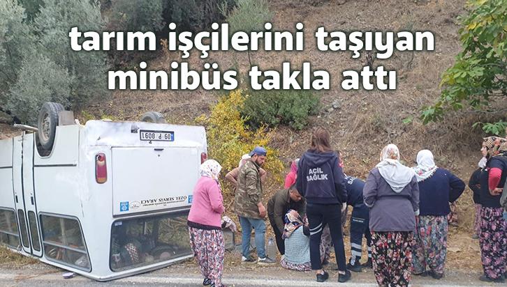 Tarım Işçilerini Taşıyan Minibüs Takla Attı