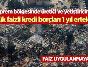 Deprem Bölgesinde Üretici Ve Yetiştiricinin Düşük Faizli Kredi Borçları 1 Yıl Ertelendi