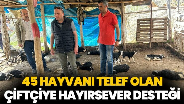 45 hayvanı telef olan çiftçiye hayırsever desteği