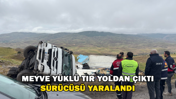 Meyve Yüklü Tır Devrildi Sürücüsü Yaralandı